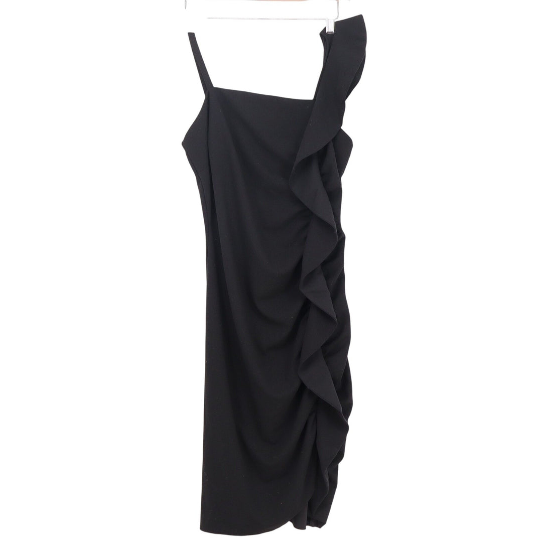 Sam Edelman Womens Black One Shoulder Ruffle Sheath Cocktail Dress Size 8