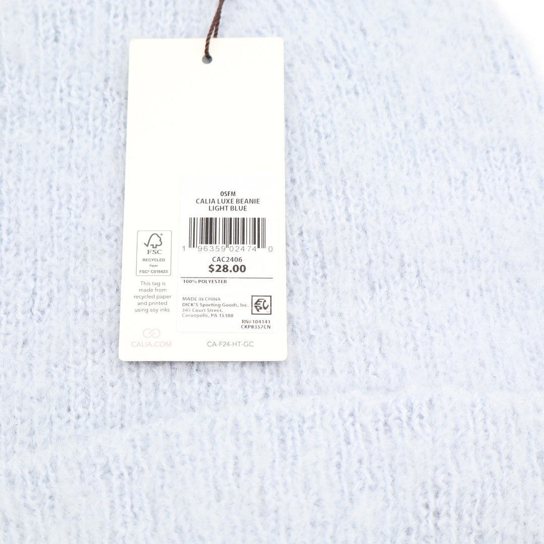 CALIA Luxe Beanie Light Blue Fuzzy Knit Cuffed Winter Hat