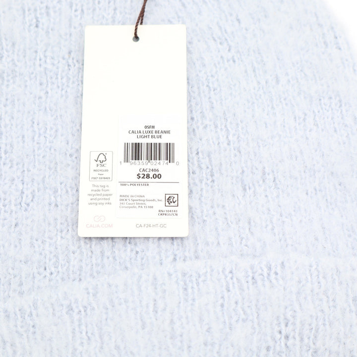CALIA Luxe Beanie Light Blue Fuzzy Knit Cuffed Winter Hat