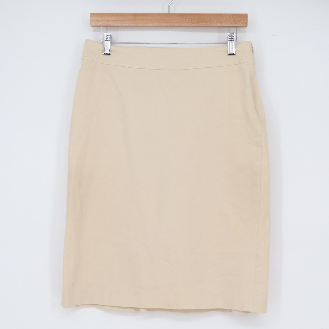 Gap Skirt Womens 6 Pencil Beige Cotton Stretch Knee Length Side Zip Good