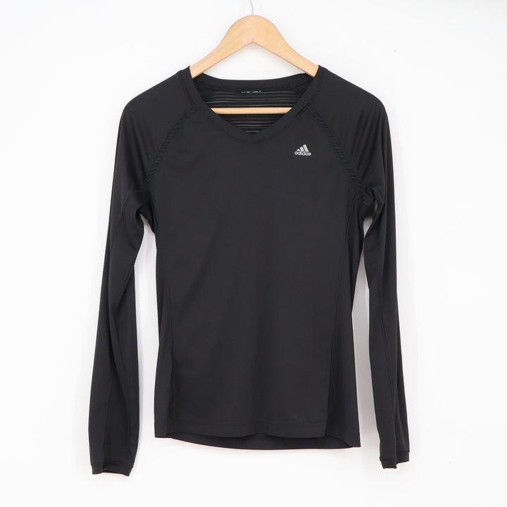 Adidas Top Womens XS Climacool Black Mesh Back Long Sleeve Activewear Excellent