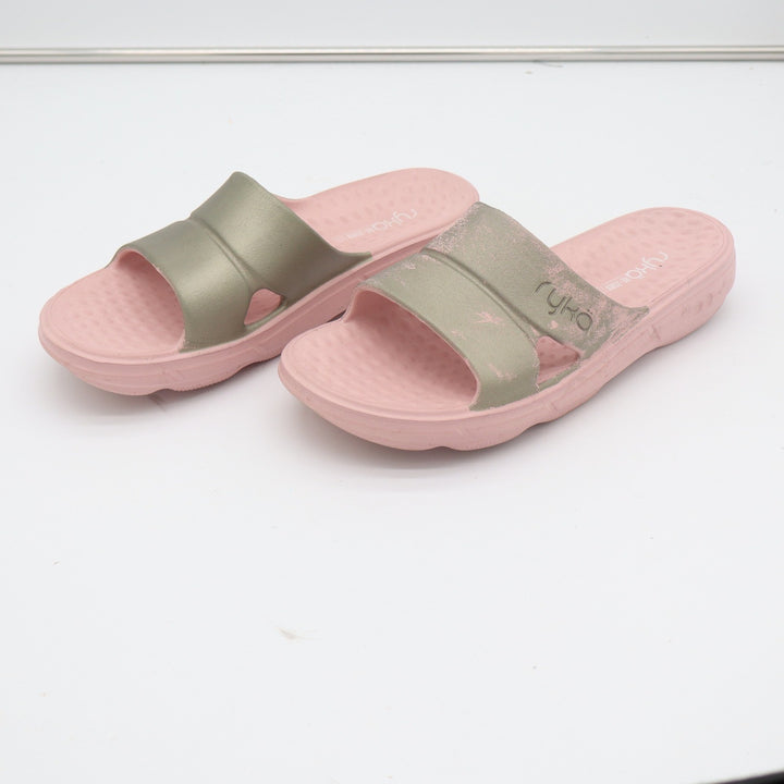 Ryka Restore Slide Sandals Pink Sage Green Re-Zorb Lite Women Size 10
