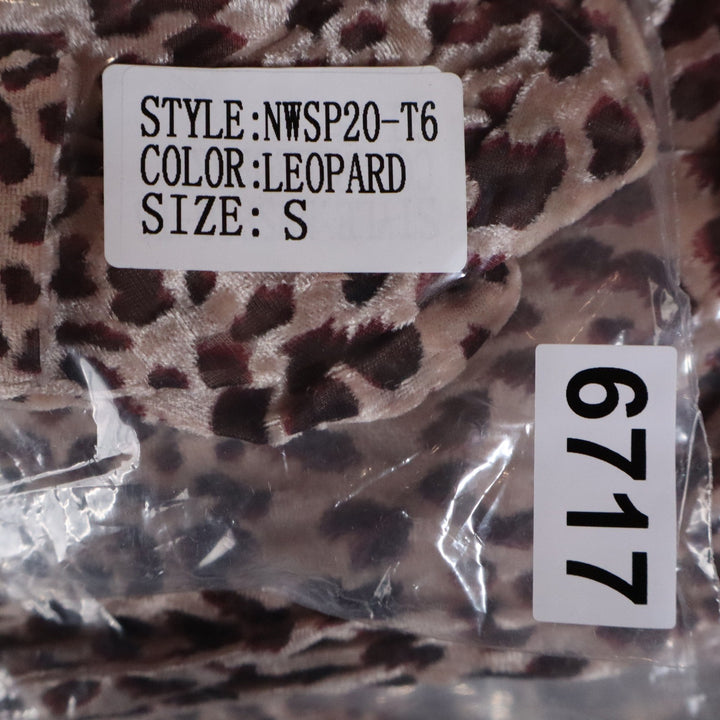 Naked Wardrobe Leopard Print Long Sleeve Crop Top Sweetheart Knot Small
