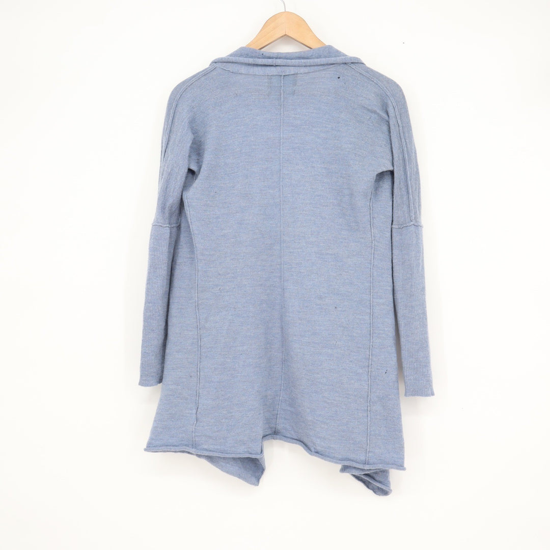 Cynthia Rowley Blue 100% Extrafine Merino Wool Waterfall Cardigan XS