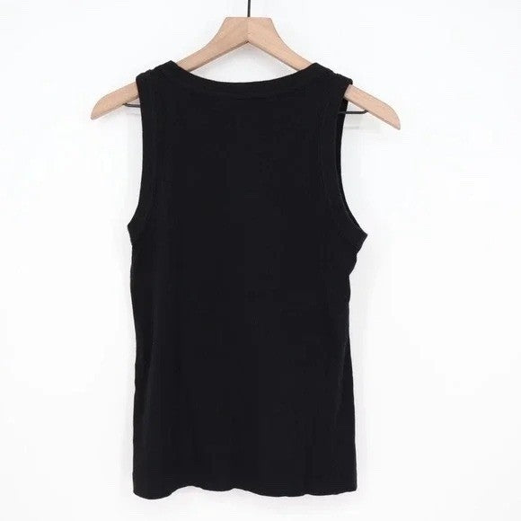 American Giant Ribbed Tank Womens Large Black Cotton Stretch U Neckline Summer
