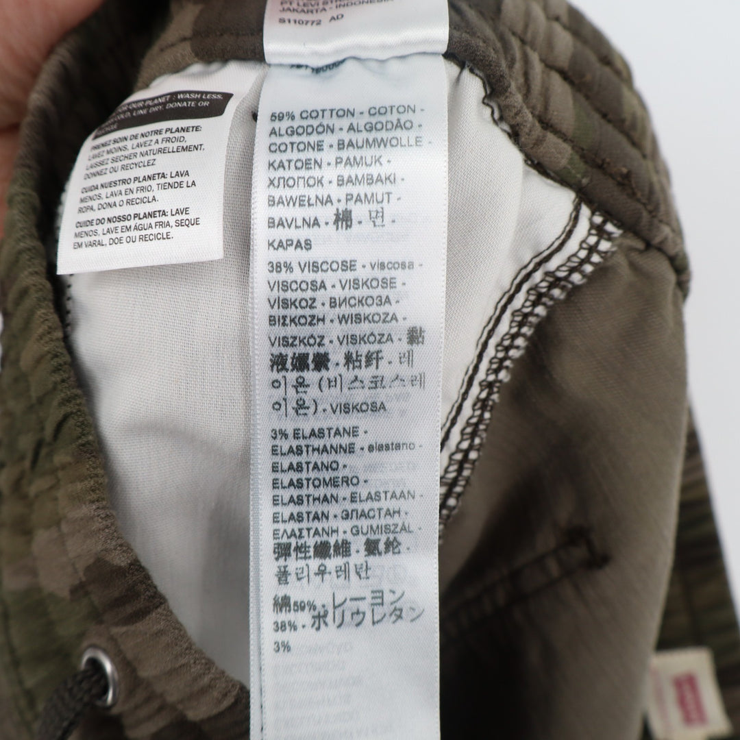 Levi's Jogger Pants Mens Medium Green Camouflage Cotton Stretch Drawstring Waist