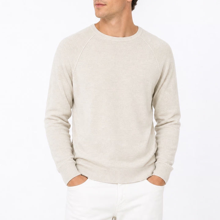 Old Navy Mens Large Oatmeal Beige Raglan Sleeve Crew Neck Cotton Blend Sweater