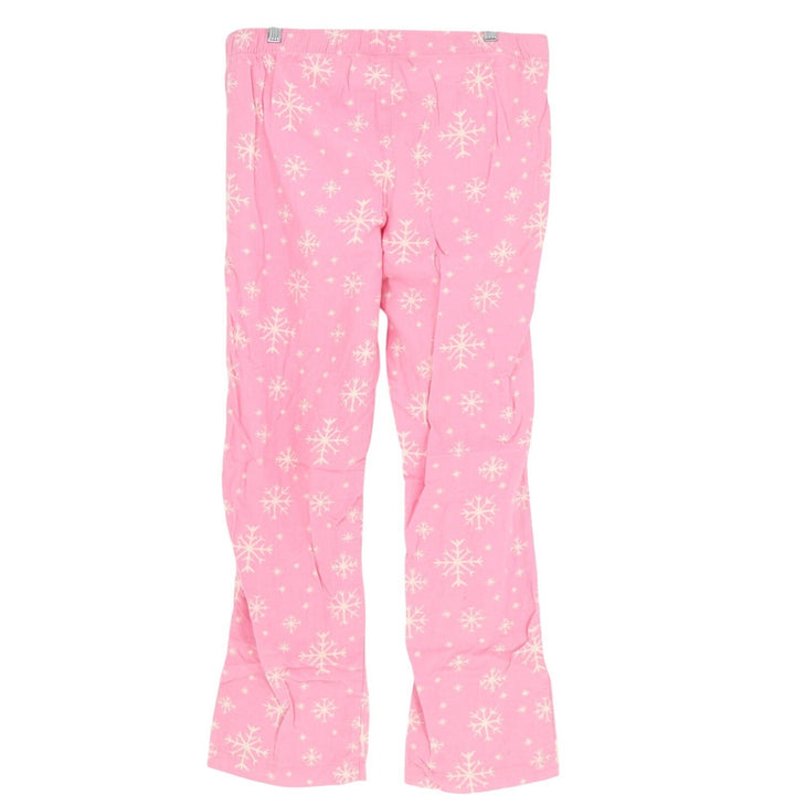 Old Navy Flannel Pajama Pants Women Large Pink Snowflake Cotton Drawstring Waist