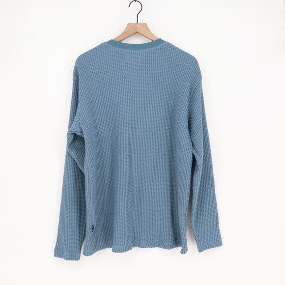 American Giant Crew T Shirt Mens XL Bluefin Cotton Stretch Waffle Knit Slim Fit