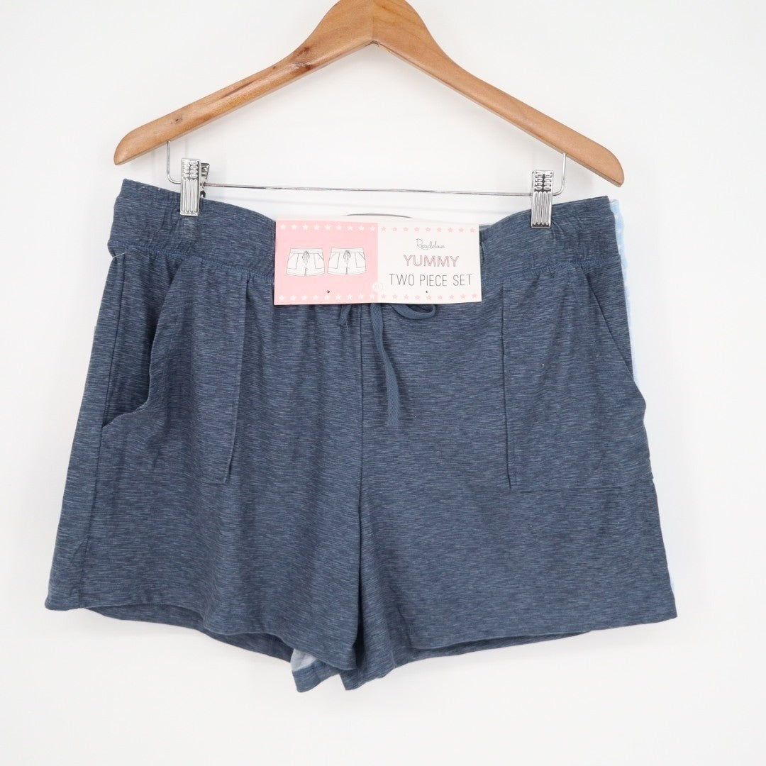 Roudelain Yummy Super Soft Slant Pocket Sleep Shorts Womens XL Navy Blue 2 Pack
