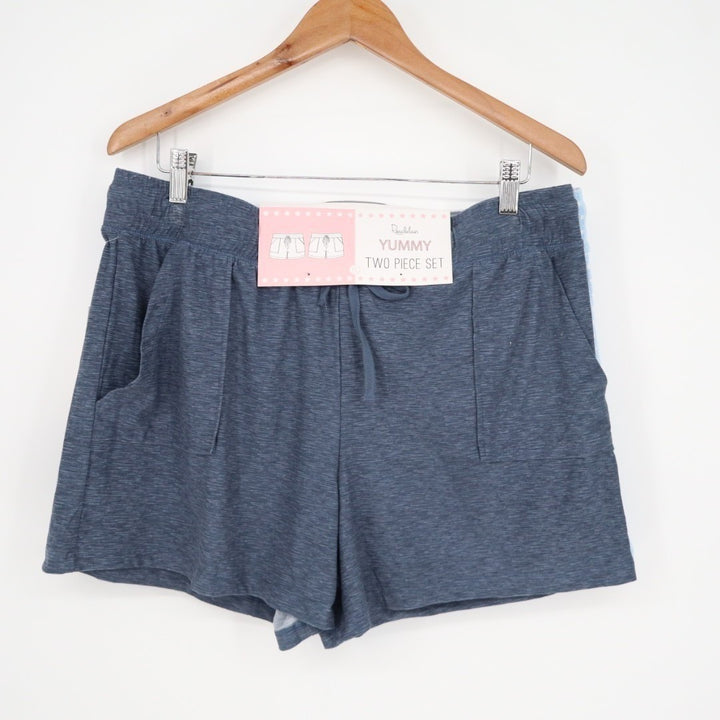 Roudelain Yummy Super Soft Slant Pocket Sleep Shorts Womens XL Navy Blue 2 Pack