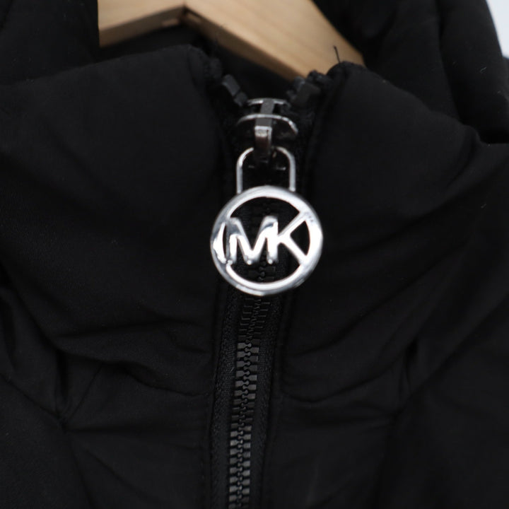 Michael Kors Puffer Jacket Women 1X Black Hooded Quilted Zip Up Good