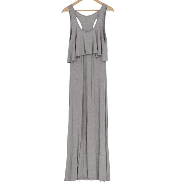 Rolla Coster Maxi Dress Womens Medium Heather Gray Layered Wide Straps Racerback
