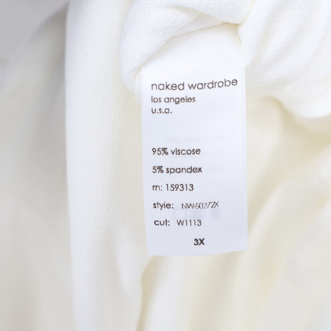 Naked Wardrobe White Midi Pencil Skirt Plus Size 3X Viscose Stretch