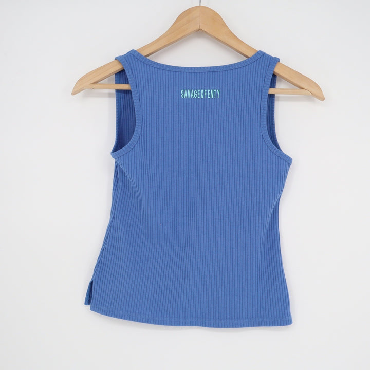 Savage X Fenty Womens Ribbed Scoop Neck Tank Top Blue XS AV785