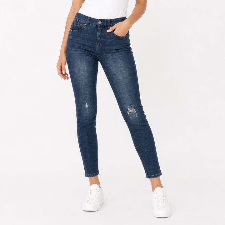 Democracy Jeans Womens 4 Ab"solution Skinny Blue Distressed Ripped Denim Good