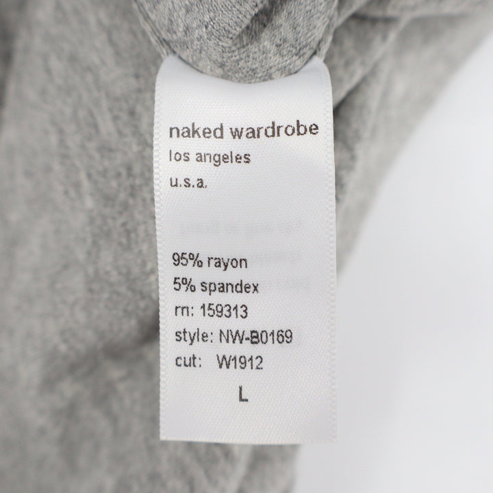 Naked Wardrobe Heather Gray Scoop Neck Thong Bodysuit Large USA Made