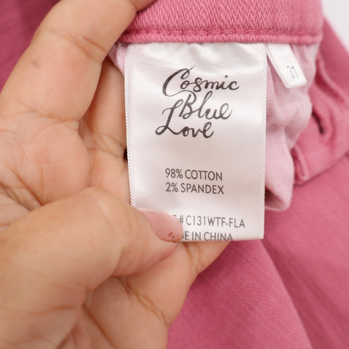 Cosmic Blue Love Pink Straight Leg Stretch Denim Jeans Size 31