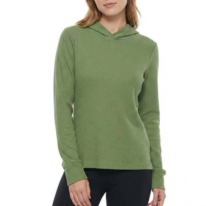 Body Glove Womens Waffle Knit Hoodie Green Long Sleeve Size S