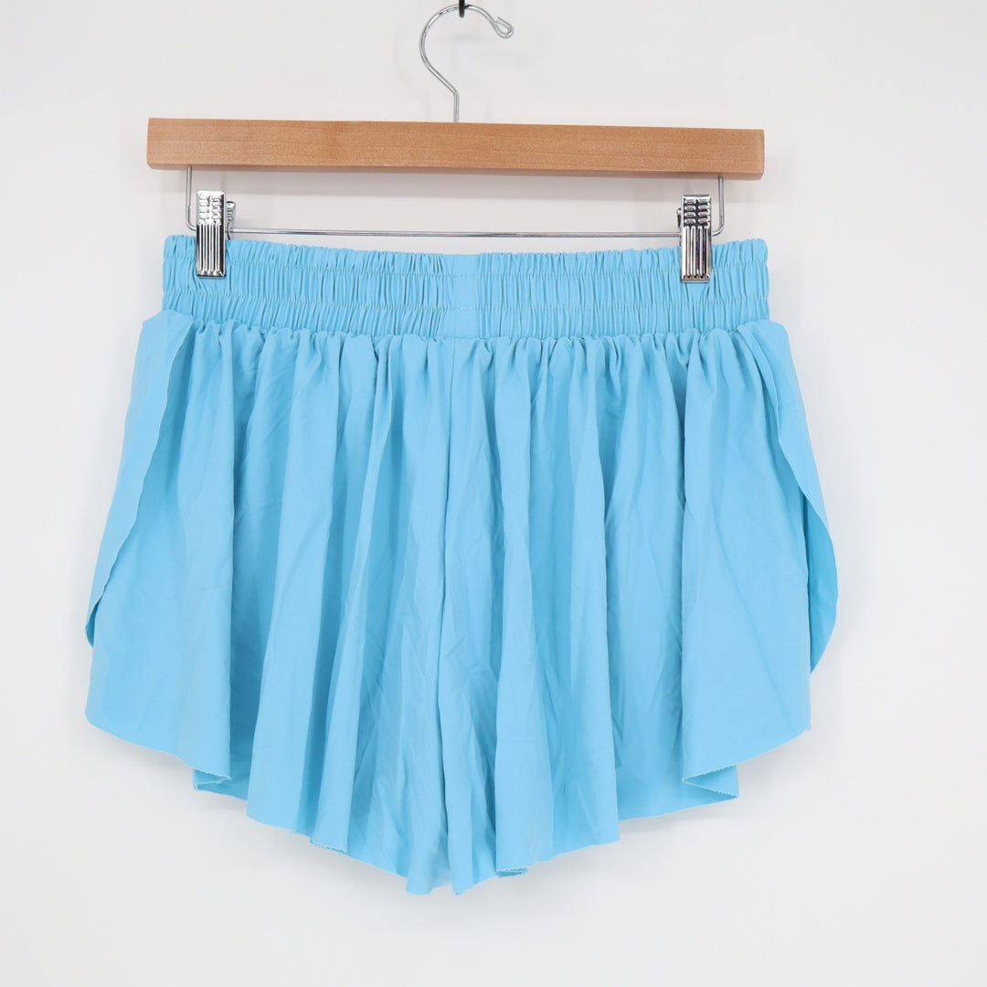 Luogongzi Athletic Shorts Womens XL Blue Elastic Waist Running, Tennis, Golf