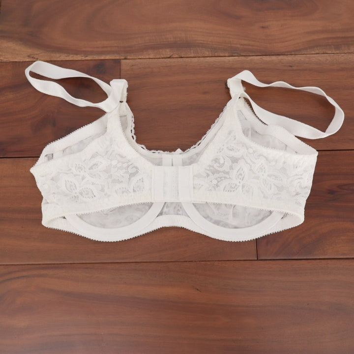 Bali 'N Smooth Push-Up Bra Womens 34C White Floral Sheer Lace Detail Underwire