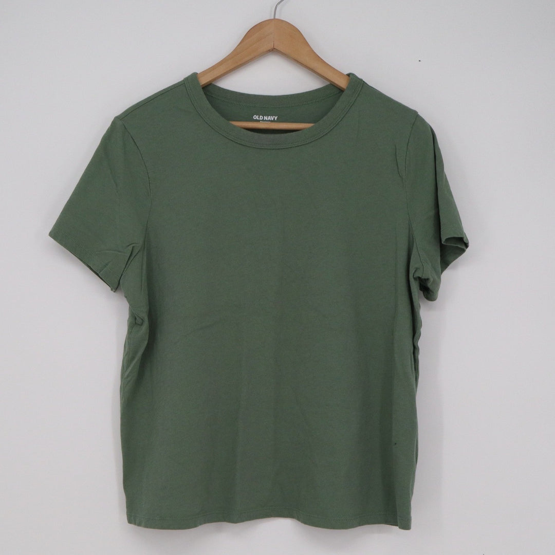 Old Navy Everywear Large Olive Green Cotton Short Sleeve Crewneck T-Shirt