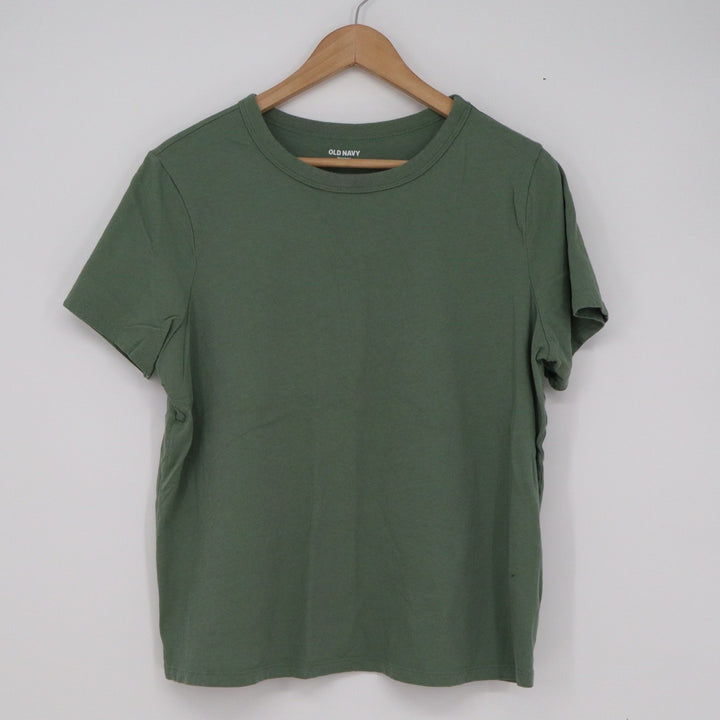 Old Navy Everywear Large Olive Green Cotton Short Sleeve Crewneck T-Shirt