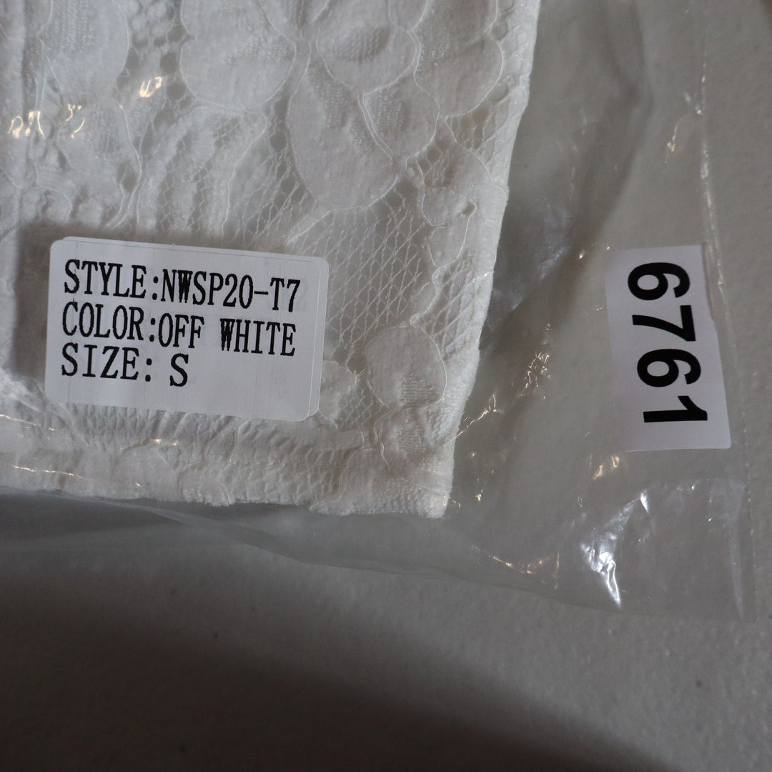 Off White Floral Lace Strapless Bustier Crop Top Sweetheart NWSP20-T7 Small