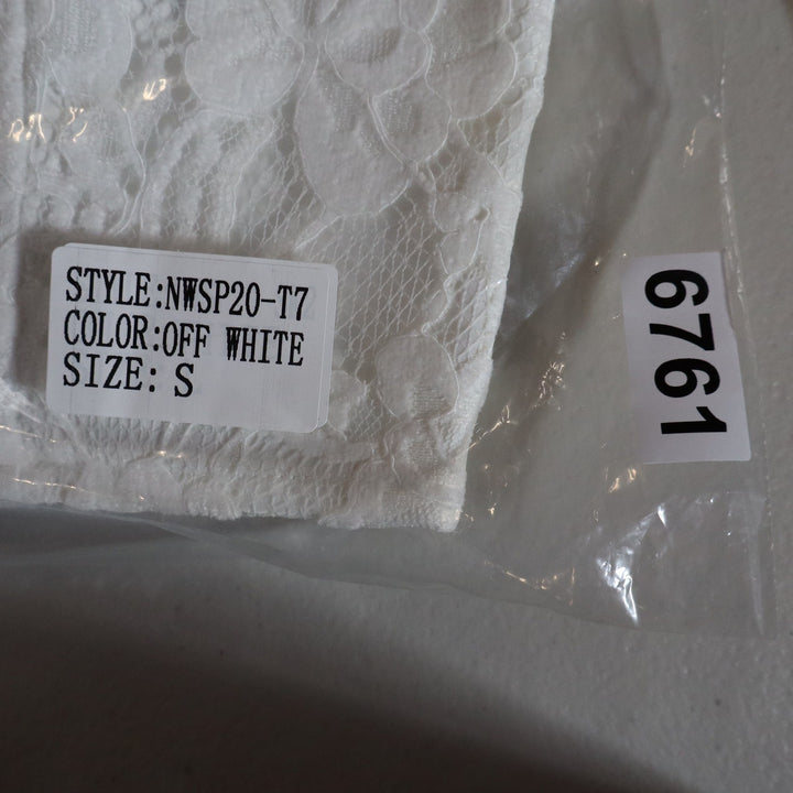 Off White Floral Lace Strapless Bustier Crop Top Sweetheart NWSP20-T7 Small