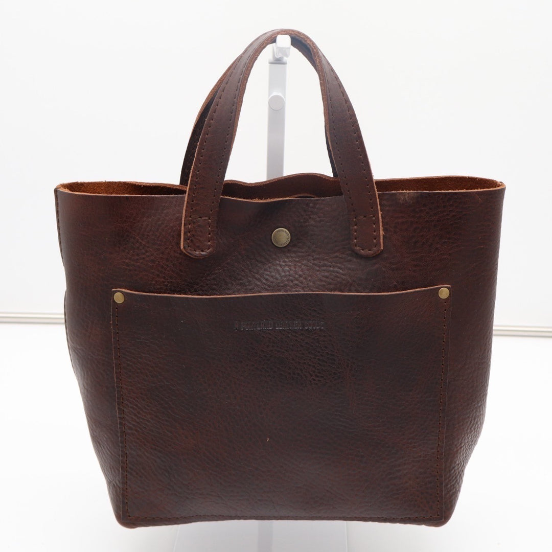 Portland Leather Goods Mini Crossbody Tote Womens Dark Brown Leather Pocket