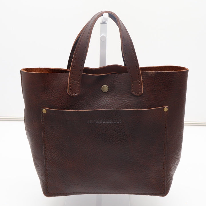 Portland Leather Goods Mini Crossbody Tote Womens Dark Brown Leather Pocket