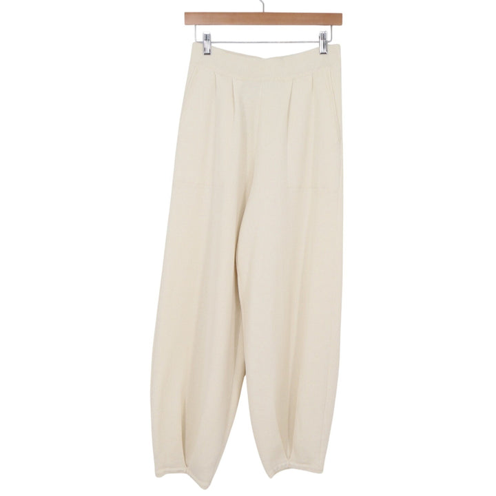 Free People Linen Pants Womens S Cream Pleated Tapered Knit Excellent