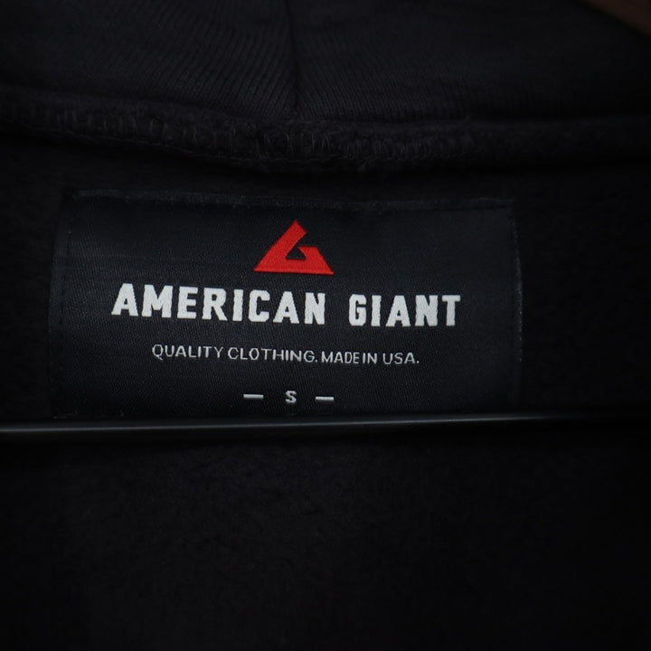 American Giant Hoodie Men Small Black Kangaroo Pocket Logo Cotton Casual Outdoor