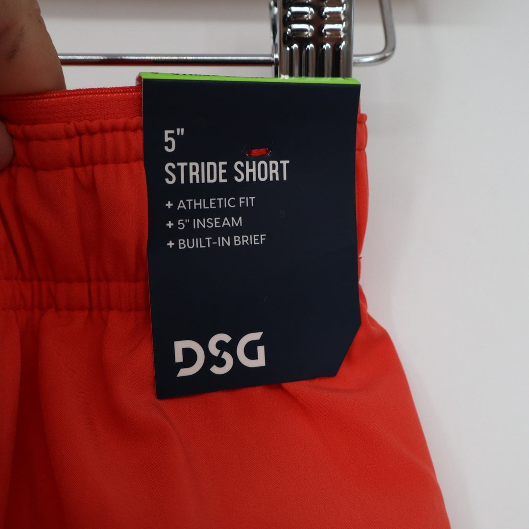 DSG Mens 5 Stride Run Shorts Red Sun Athletic Fit Built-in Brief L NEW