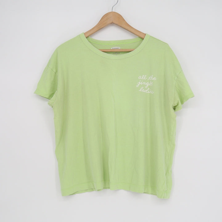 Old Navy The Easy Tee Lime Green All The Jingle Ladies Graphic T-Shirt Large