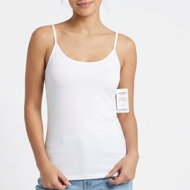 Jockey Luxe Camisole Womens Large White Ultralight Smoothing Adjustable Straps