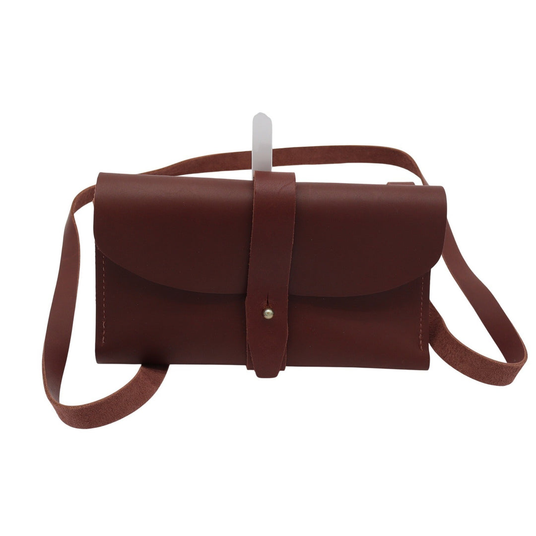 Urban Southern Brown Leather Crossbody Belt Bag Envelope Clutch Handcrafted