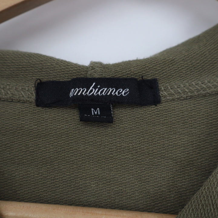 Ambiance Womens Olive Green Cropped Full Zip Hoodie Jacket Size M
