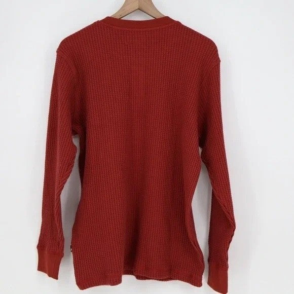 American Giant T-Shirt Mens XL Zinfandel Cotton Stretch Henley Neck Waffle Knit