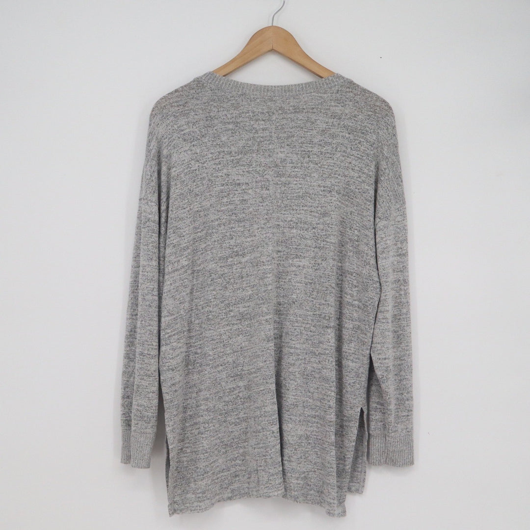 Abercrombie & Fitch Womens XL Soft A&F Cozy Henley Top Grey Marled Long Sleeve