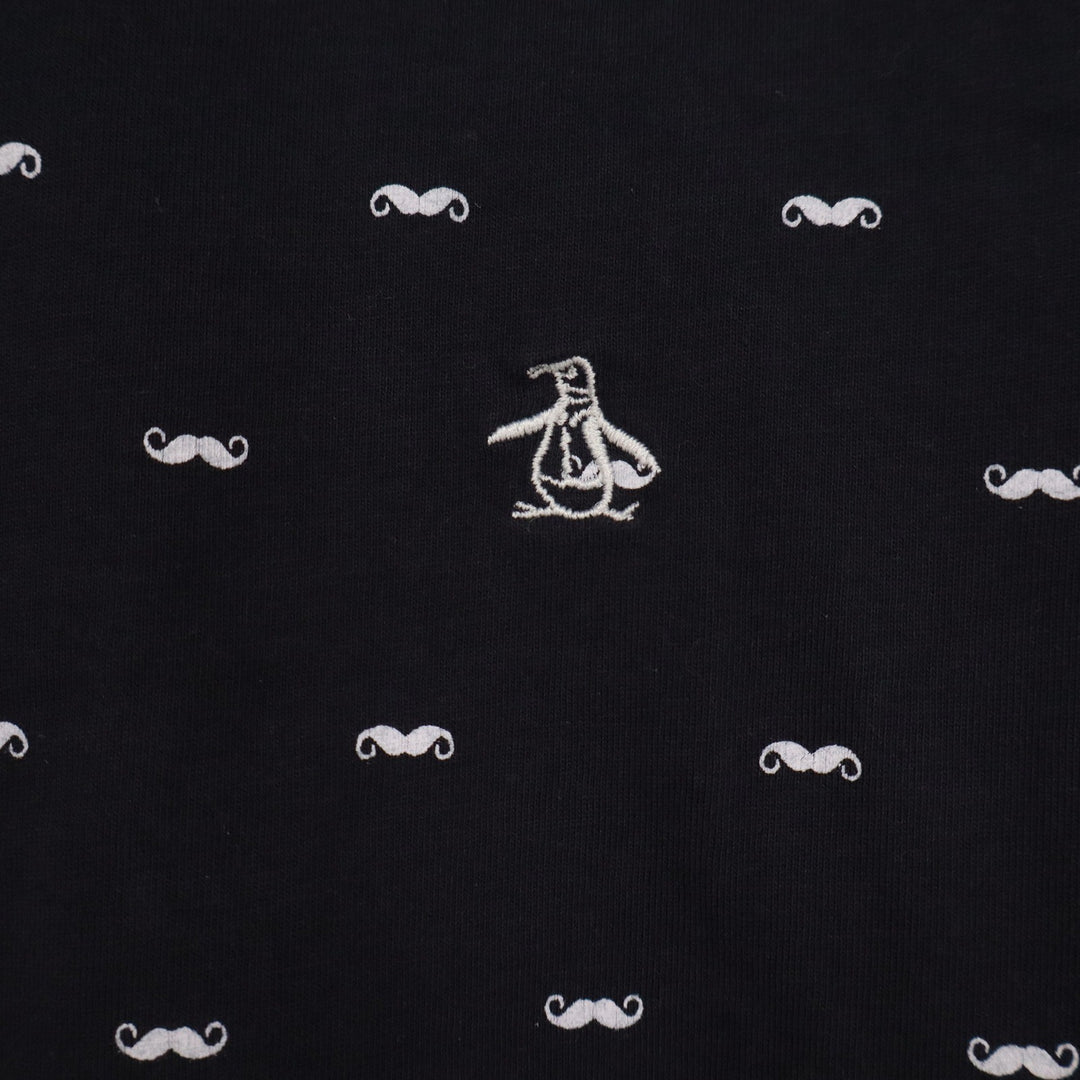 Original Penguin Mens Navy Blue Mustache Print Cotton T-Shirt Size L