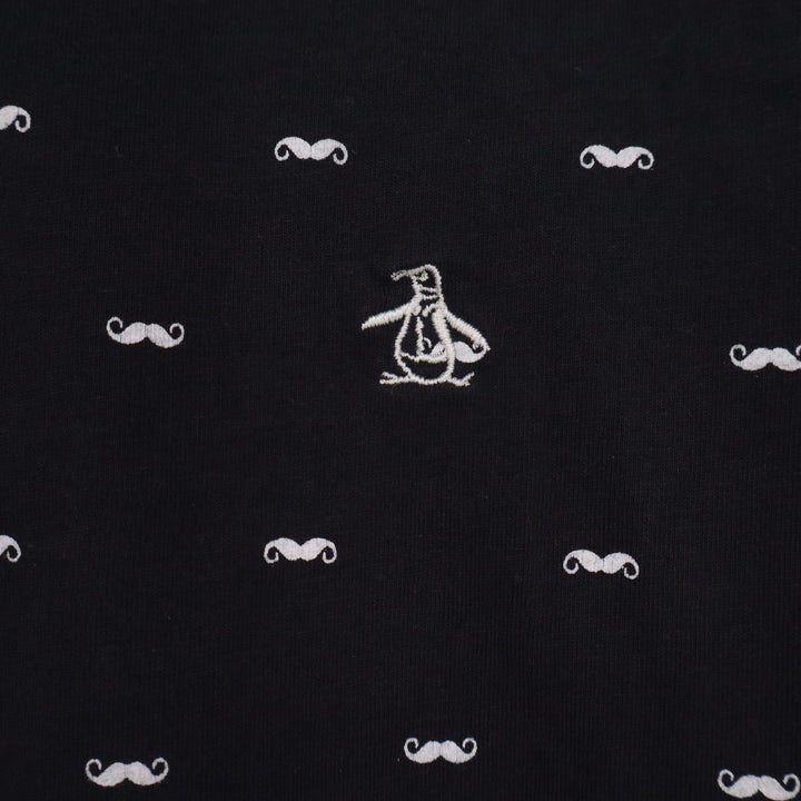 Original Penguin Mens Navy Blue Mustache Print Cotton T-Shirt Size L