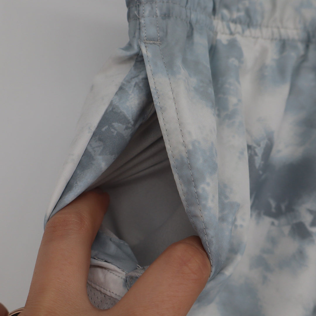 Athletic Works Womens Blue White Tie Dye Running Shorts Mesh Panels Size M 8-10