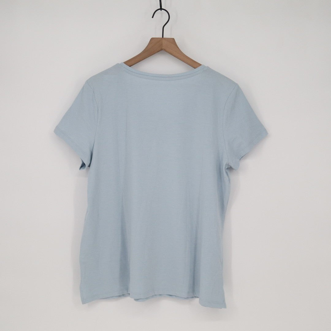 Charter Club Intimates Sleepwear Top Womens L Dolphin Blue V-Neck Short Sleeve