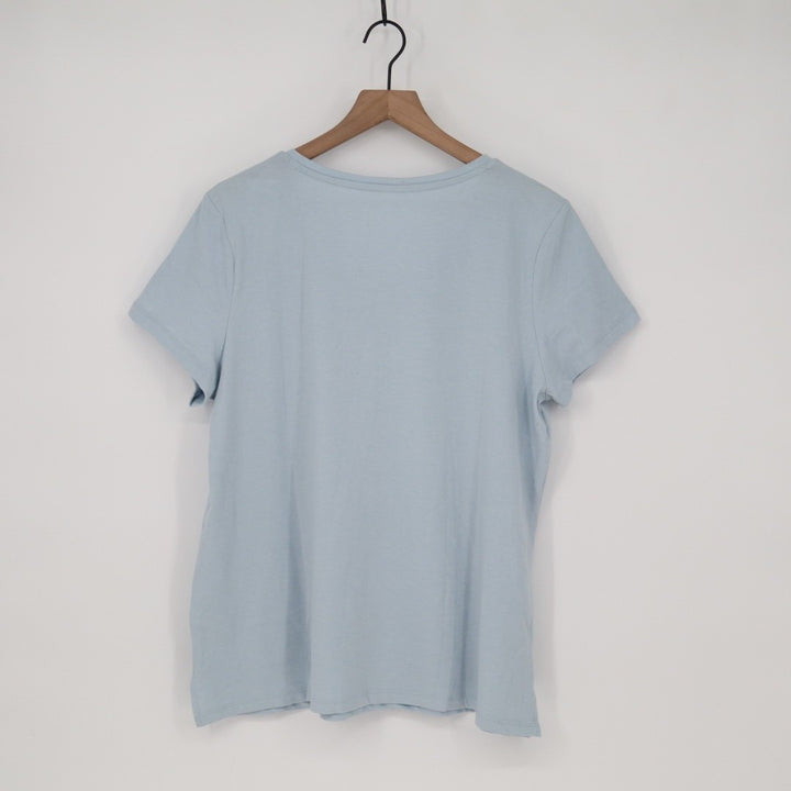Charter Club Intimates Sleepwear Top Womens L Dolphin Blue V-Neck Short Sleeve