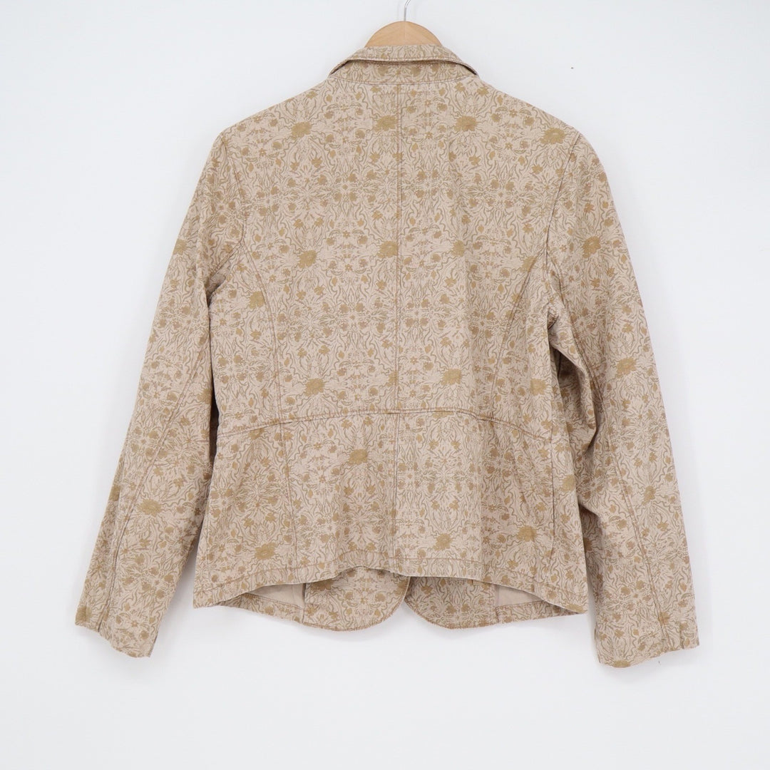 RuffHewn Wellworn Women's Tan Floral Cotton Utility Blazer Jacket Size L