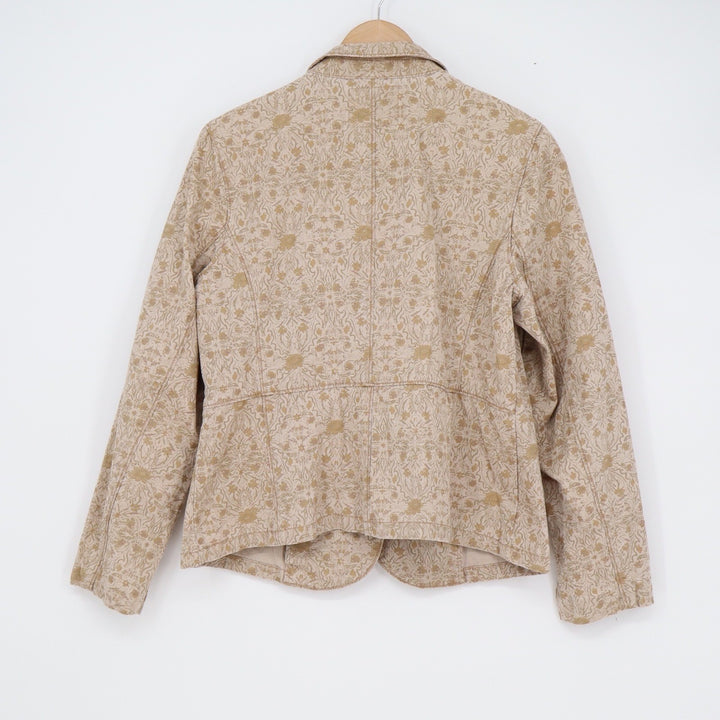 RuffHewn Wellworn Women's Tan Floral Cotton Utility Blazer Jacket Size L