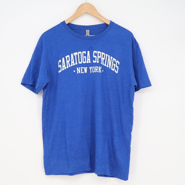 Next Level Saratoga Springs New York Graphic T-Shirt Blue Mens Large Heathered