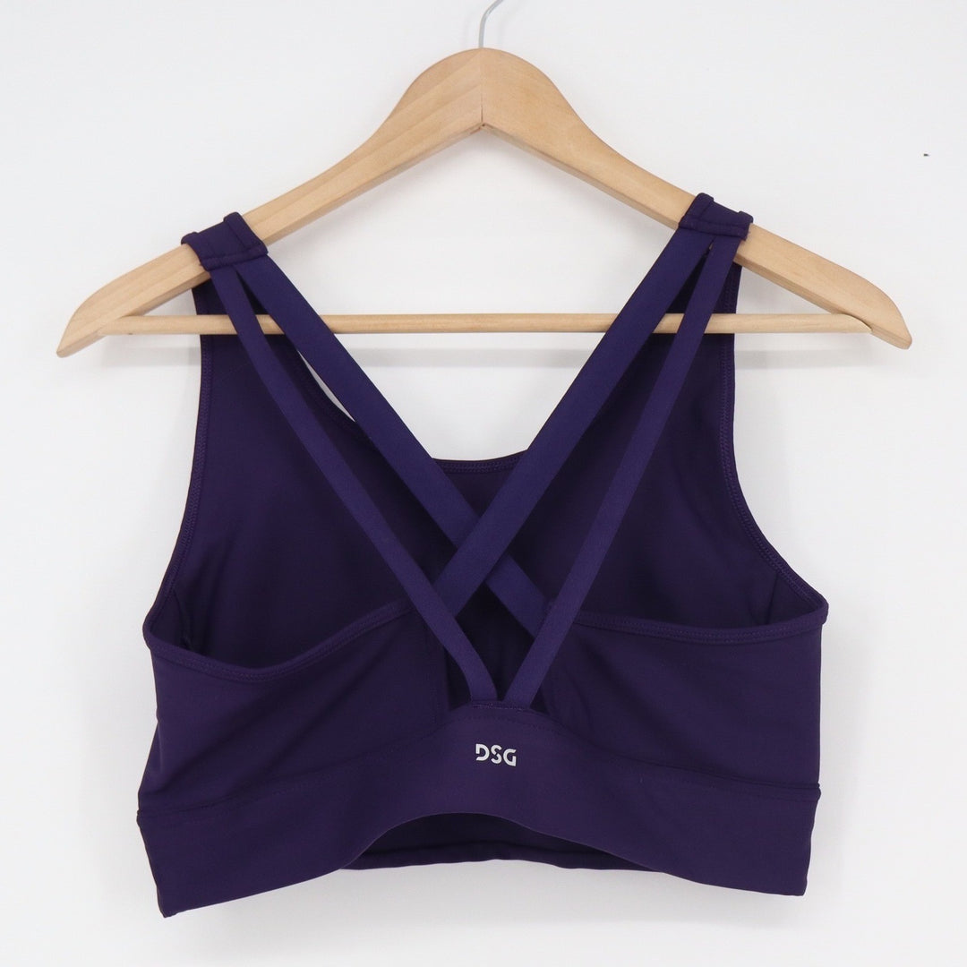 DSG Womens Strappy Criss Cross Back Sports Bra Purple Size XL DPC0192
