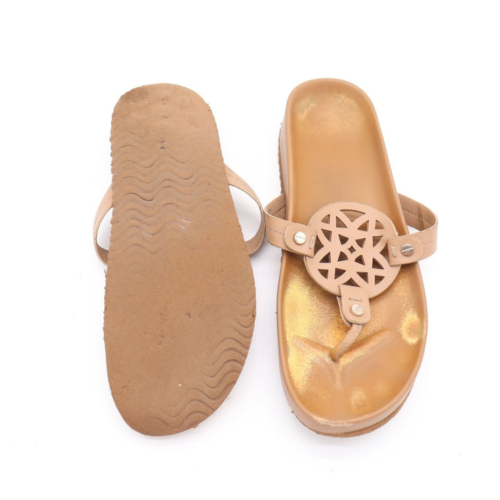 Tan Geometric Cutout Medallion Thong Sandals Womens 8.5 Platform Flip Flops